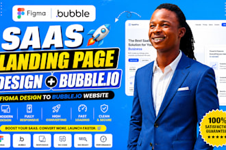 create saas mvp landing page design, figma to bubble io website