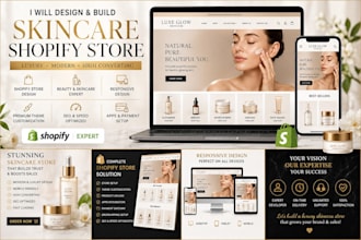 design skincare shopify store, beauty website, cosmetics shopify store expert
