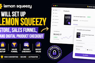 set up lemon squeezy store, sales funnel, digital product checkout