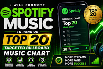 promote spotify music to rank on top 20 targeted billboard music chart