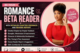 beta read your romance novel with detailed chapter feedback and reader report