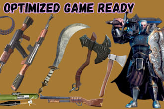 optimized low poly stylized 3d game assets packs 3d model weapon game ready fps