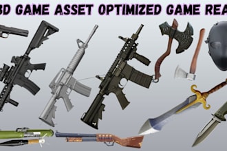 optimized low poly stylized 3d game assets sword packs gun model game ready mask