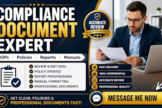 review and edit compliance sops, policies, reports, manuals and documents