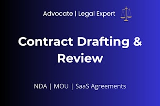 draft and review nda, mou and legal contracts professionally