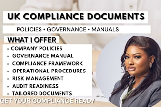 write UK company policies, compliance documents and governance manuals