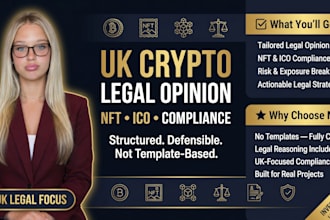 provide UK crypto legal opinion and compliance for nft ico projects