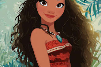 draw cartoon portrait in disney cartoon illustration