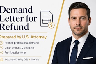 draft a formal demand letter for refund as a US attorney