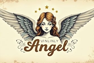 do unique vintage angel wings logo design 1 day
