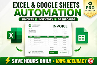 create automated excel and google sheets systems for invoices, inventory