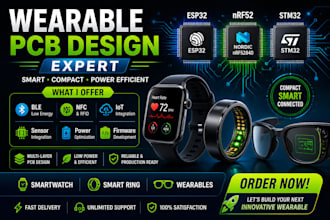 do wearable pcb with ble, nfc, esp32 nrf52 stm32 for smartwatch, ring iot device