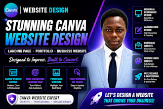 canva website design landing page portfolio, canva website