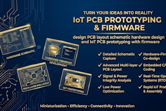 develop pcb layout schematic hardware design, iot pcb prototyping and firmware