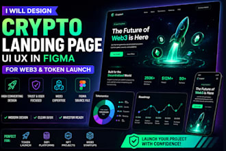 design crypto landing page UI UX in figma for web3 and token launch