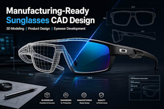design manufacturing ready sunglasses cad, 3d modeling and eyewear designs