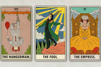 draw tarot, oracle, and zodiac card illustrations