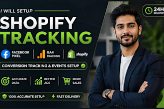set up shopify facebook pixel, ga4 conversion tracking, and events