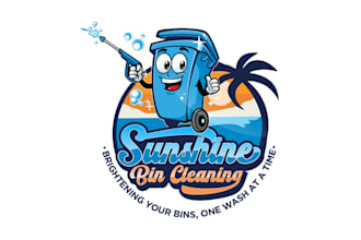 design best quality bin cleaning sun shine logo
