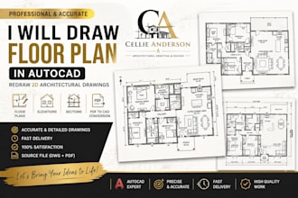 draw floor plan in autocad, redraw 2d architectural drawings