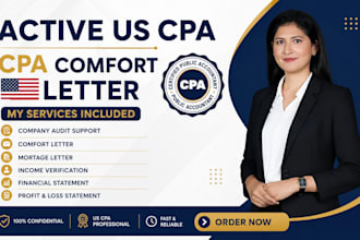 prepare US CPA letter, comfort letter, mortgage letter, financial statement