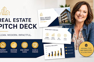 real estate investment pitch deck, property presentation clean modern expert