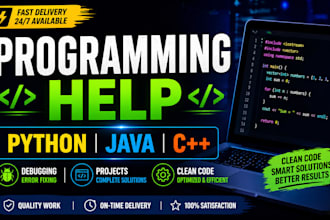 help you with programming tasks, projects, debugging in python java cpp
