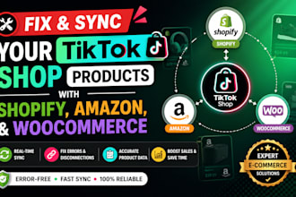 fix and sync your tiktok shop products with shopify, amazon and woocommerce