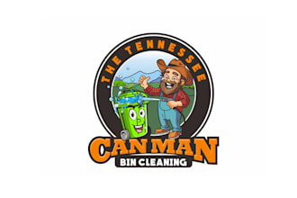 make fresh wash logo with bin cleaning the tennessee can man