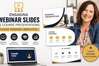 engaging webinar slides, course presentation powerpoint clean modern expert pro