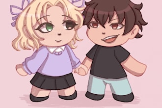 draw hand holding chibis