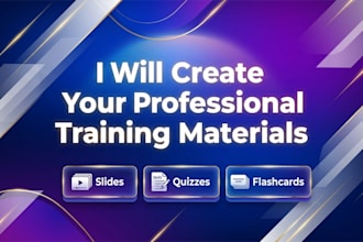 design professional elearning materials with slides, quizzes, and flashcards