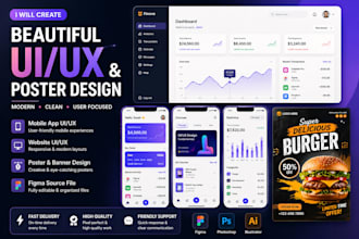 create modern UI UX design, website UI, mobile app UI and posters
