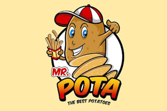 design a creative potato logo for food, restaurant, and snack brands
