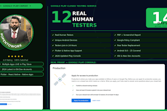 provide 12 real human testers for google play closed testing 14 days