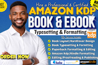do amazon KDP book formatting, book typesetting and kindle book layout design
