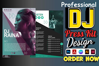 design professional dj epk, press kit, media kit, one sheet with clickable links
