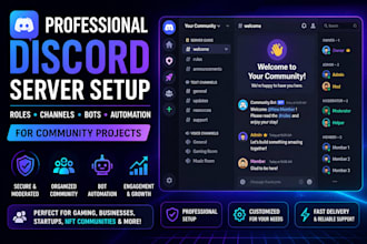 discord server setup with roles channels, and bot automation community projects