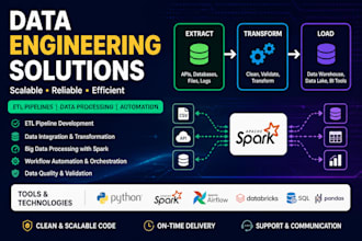 build scalable data pipelines using python, spark and etl and elt