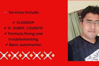 solve excel formulas,vlookup and automation tasks