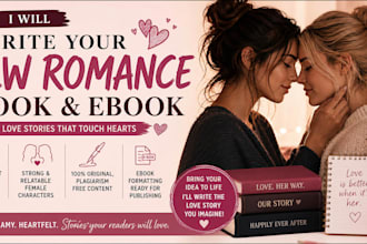 write your wlw romance book, lesbian romance novel or ebook ghostwriting