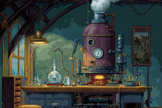 create steam capsule art in pixel art style