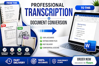 do handwritten to word, PDF to word and excel typing