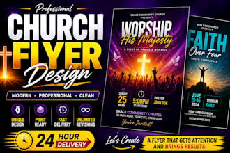 design a professional church flyer, event flyer, or gospel flyer in 24 hours