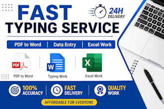 do fast typing, PDF to word, data entry