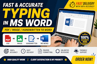 do fast and accurate eng typing in ms word from PDF or image