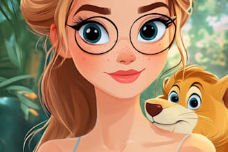 draw cartoon portrait in disney cartoon illustration