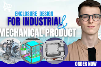 do solidworks cad design of mechanical and industrial product part and enclosure