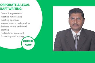 prepare agreements legal letters and formal corporate documents