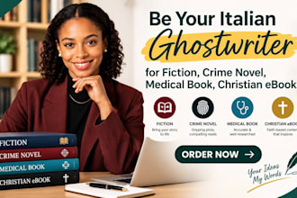 be your italian ghostwriter for fiction crime novel medical book christain ebook